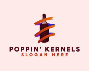 Wine Ribbon Bottle logo design