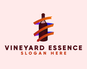 Wine Ribbon Bottle logo design