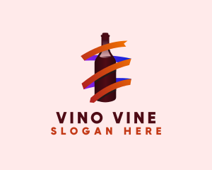 Wine - Wine Ribbon Bottle logo design