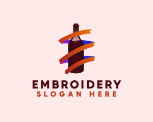 Wine Ribbon Bottle logo design