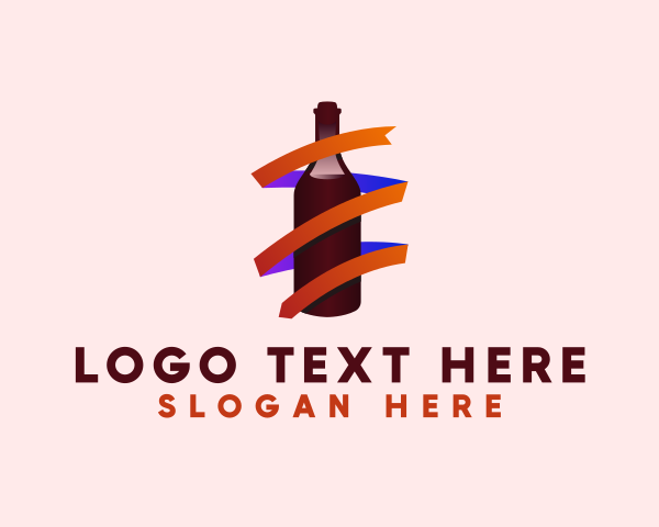 Wine - Wine Ribbon Bottle logo design