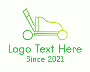Leaf - Lawn Mower Line Art logo design