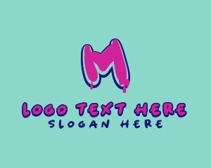 Pink And Purple - Paint Graffiti Letter M logo design