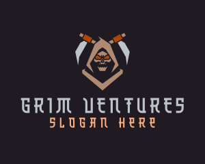 Grim Reaper Scythe logo design