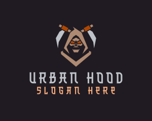 Hood - Grim Reaper Scythe logo design