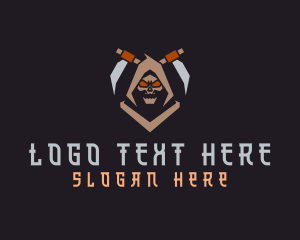 Hood - Grim Reaper Scythe logo design