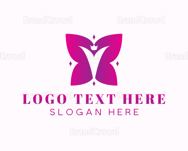 Magenta Butterfly Insect Logo