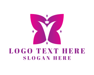 Hairdressing - Magenta Butterfly Queen logo design