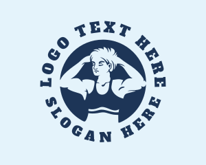 Olympics - Muscular Lady Gym logo design