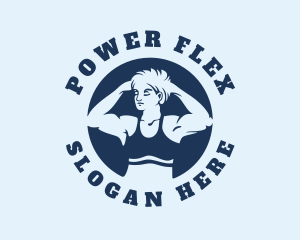 Muscular Lady Gym  logo design