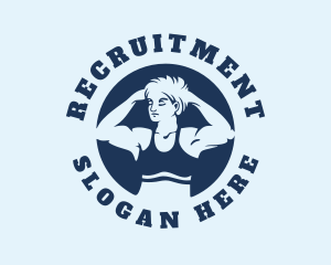 Gym - Muscular Lady Gym logo design