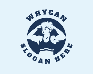 Powerlifter - Muscular Lady Gym logo design