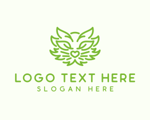 Eco Friendly - Cat Plant Outline logo design