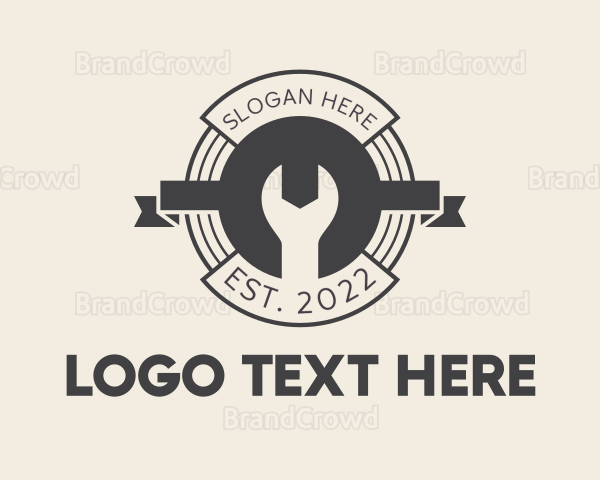 Wrench Banner Badge Logo