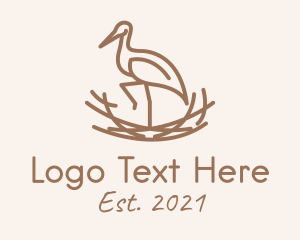 Birdwatch - Minimalist Stork Nest logo design