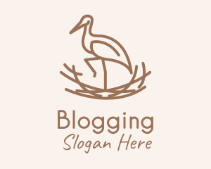 Minimalist Stork Nest  Logo