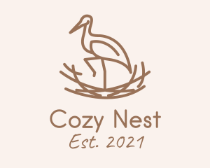 Nest - Minimalist Stork Nest logo design