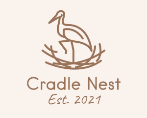 Minimalist Stork Nest  logo design