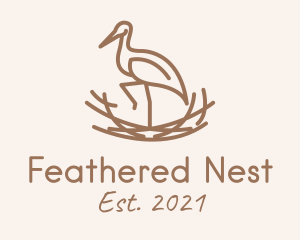 Minimalist Stork Nest  logo design