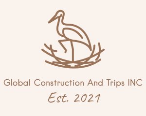 Birdwatcher - Minimalist Stork Nest logo design