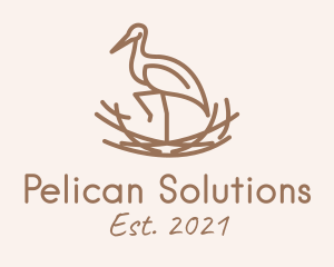 Pelican - Minimalist Stork Nest logo design