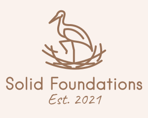 Animal Conservation - Minimalist Stork Nest logo design