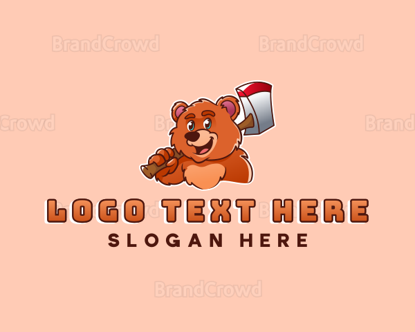 Lumberjack Bear Woodcutter Logo