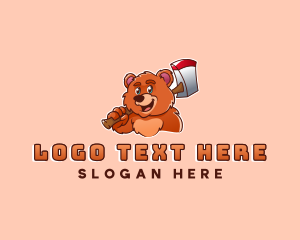 Character - Lumberjack Bear Woodcutter logo design