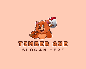 Woodcutter - Lumberjack Bear Woodcutter logo design