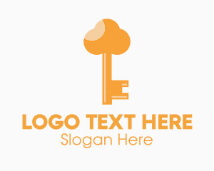 Locksmith - Orange Cloud Key logo design