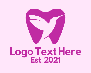 Oral - Magenta Tooth Hummingbird logo design