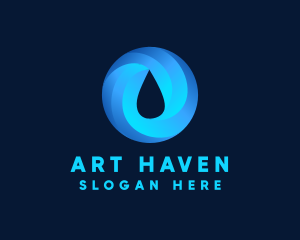 Round Water Droplet logo design