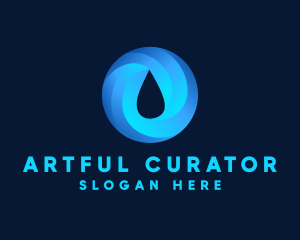 Round Water Droplet logo design