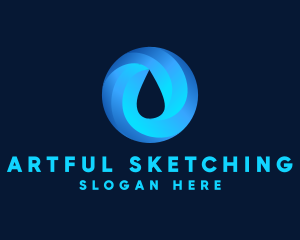 Round Water Droplet logo design