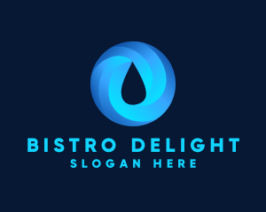 Round Water Droplet logo design