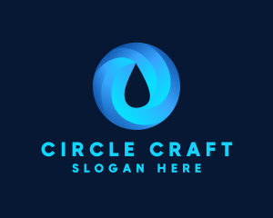 Round Water Droplet logo design