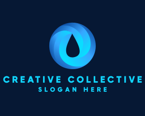 Round Water Droplet logo design