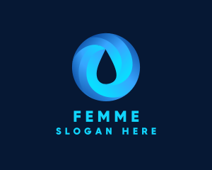 Round Water Droplet logo design