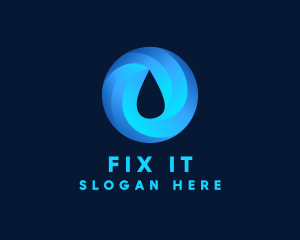 Round Water Droplet logo design