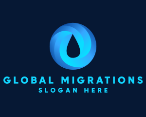 Round Water Droplet logo design