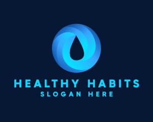 Round Water Droplet logo design