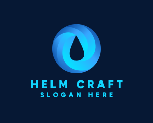 Round Water Droplet logo design