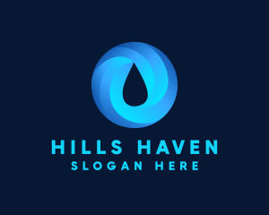 Round Water Droplet logo design