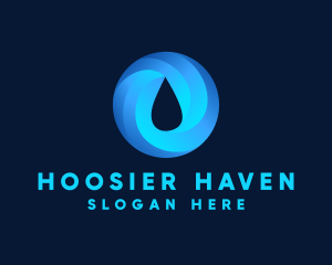 Round Water Droplet logo design