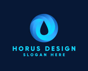 Round Water Droplet logo design