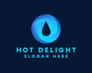 Round Water Droplet logo design