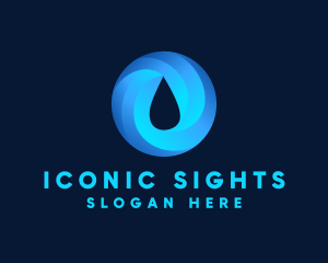 Round Water Droplet logo design