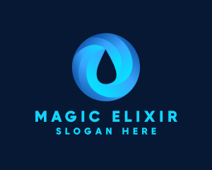 Round Water Droplet logo design