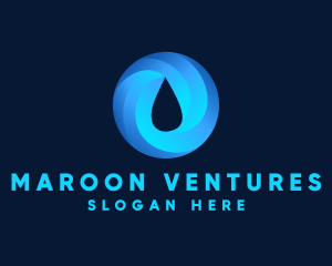 Round Water Droplet logo design