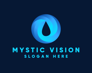 Round Water Droplet logo design